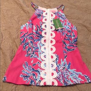 Sleeveless Lilly Pulitzer top with lace detail